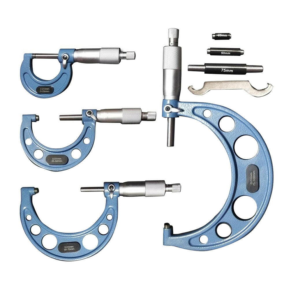 4x Outside Micrometer Set 0–100mm Carbide Tip Precision Measuring Tool 0.01mm Suitable For Machinist
