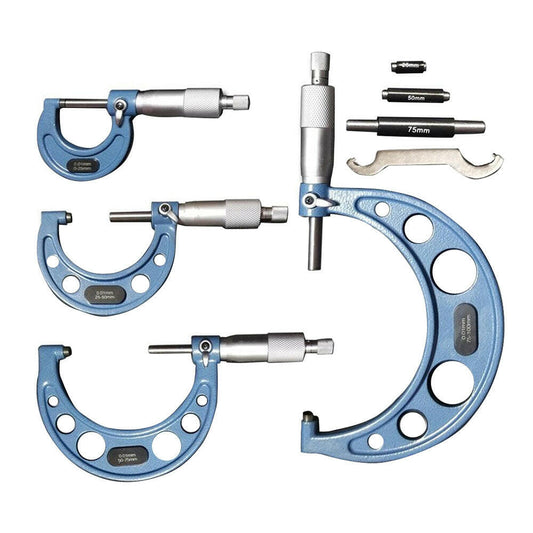 4x Outside Micrometer Set 0–100mm Carbide Tip Precision Measuring Tool 0.01mm Suitable For Machinist