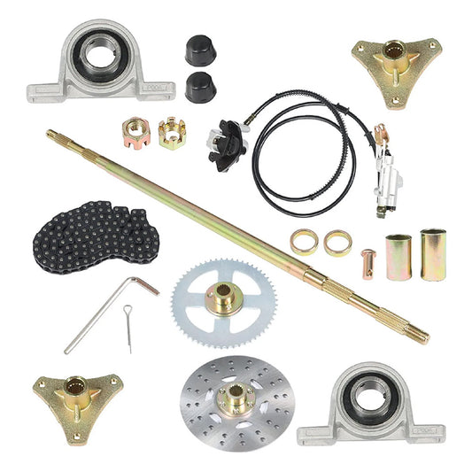Rear Live Axle Kit With Chain, Hub Sprocket and Hub Brake Assembly Suitable For Drift Trike / Go-Kart