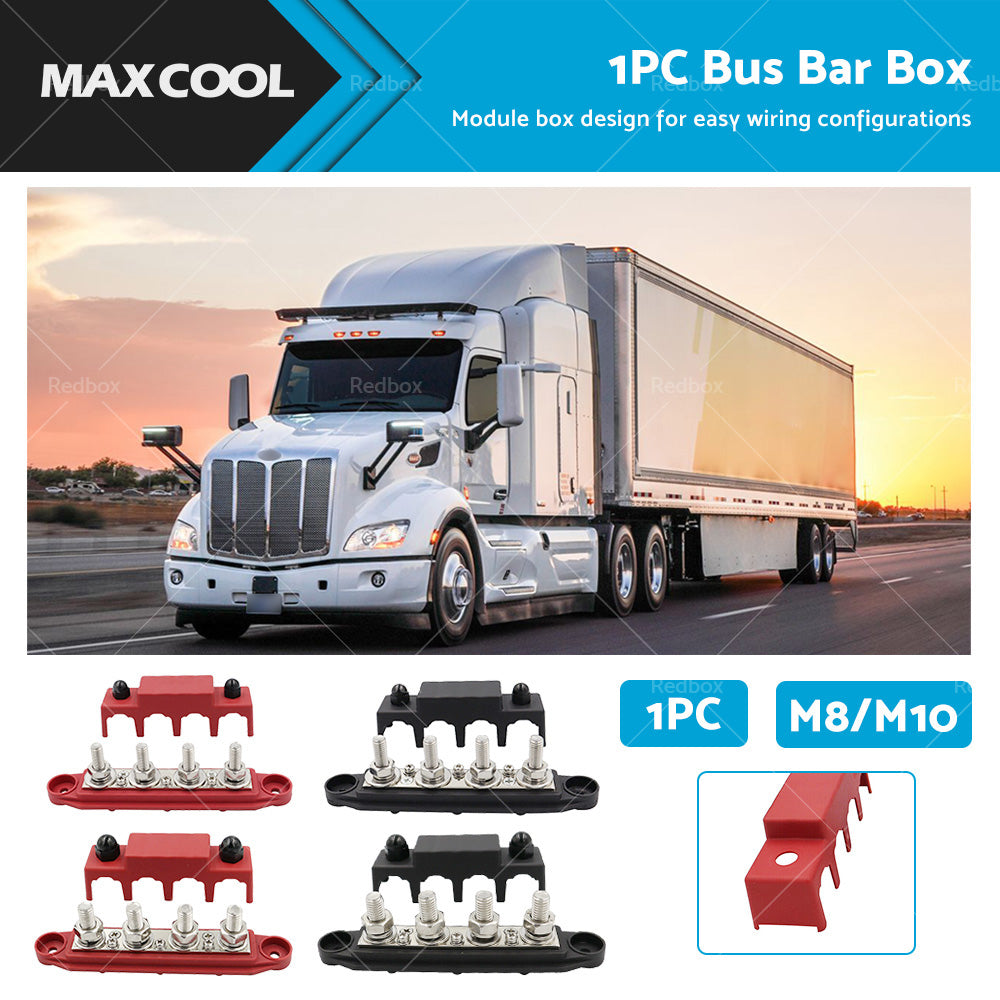 {{ 1x M8 or M10 DC 48V Studs Bus Bar Power Distribution Box Terminal Block Red or Black }} - Buy Car Parts Online at {{ Kaka Auto Parts }}.