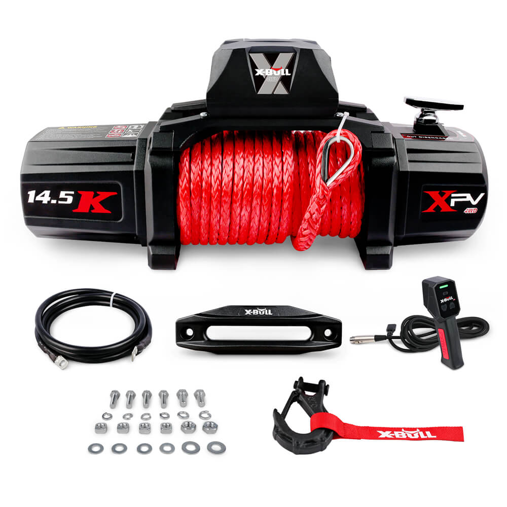 {{ Electric Winch 14500lbs 12V with Synthetic Rope Mount Plate Suitable For 4WD SUV }} - Buy Car Parts Online at {{ Kaka Auto Parts }}.