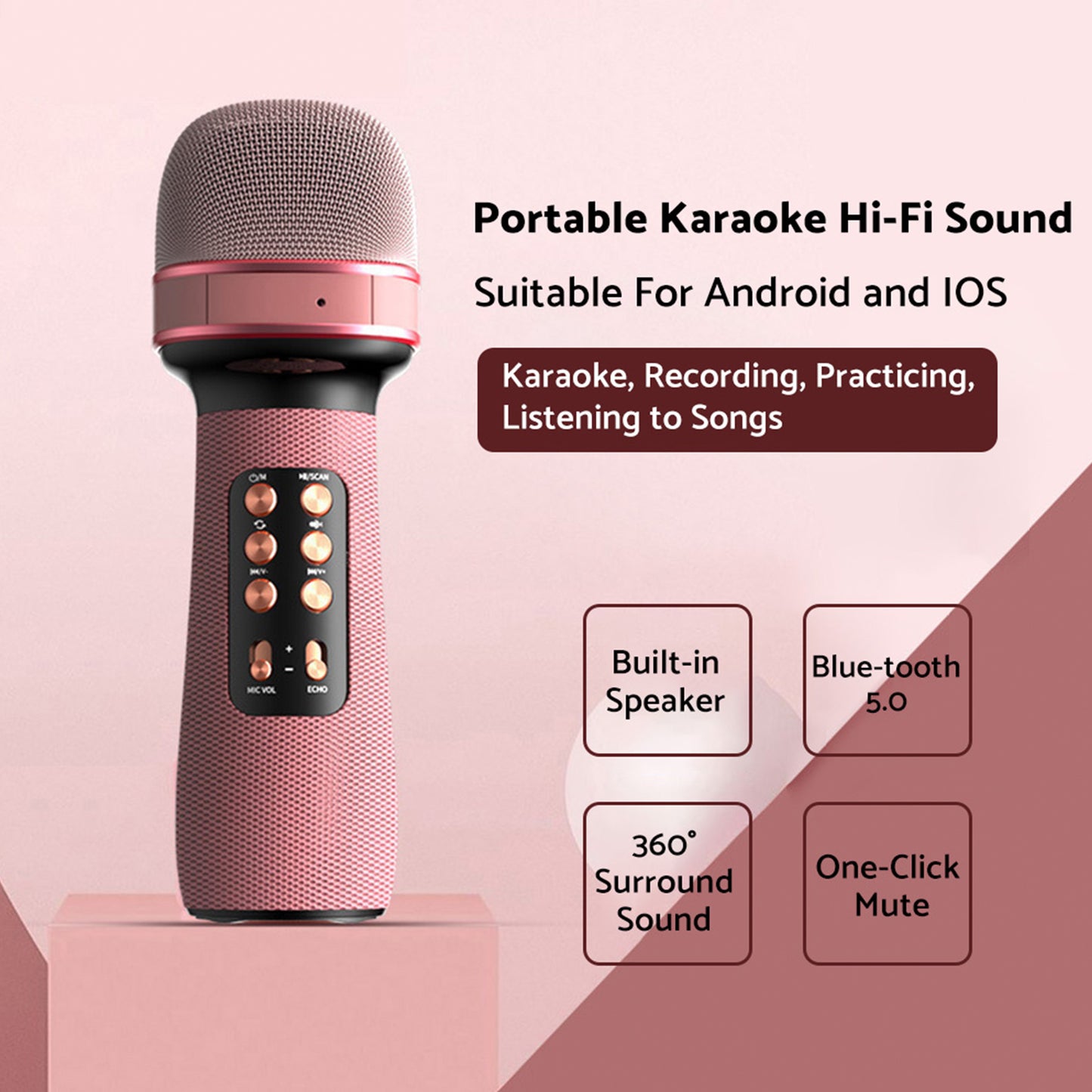 Wireless Bluetooth Portable Karaoke Microphone Speaker Rechargeable Handheld Mic With USB Speaker for Home Party Singing