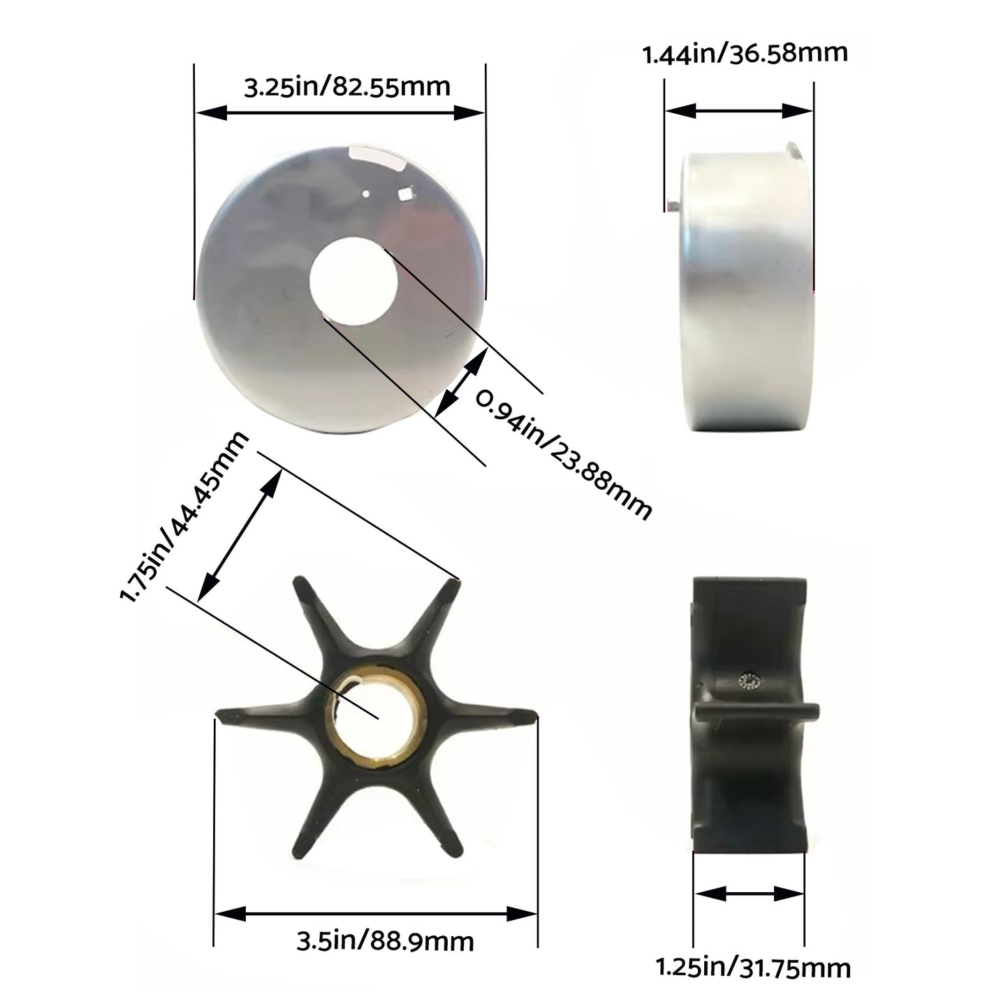 {{ Water Pump Impeller Kit Suitable for Johnson Evinrude  3-300 HP 390768 392750 }} - Buy Car Parts Online at {{ Kaka Auto Parts }}.