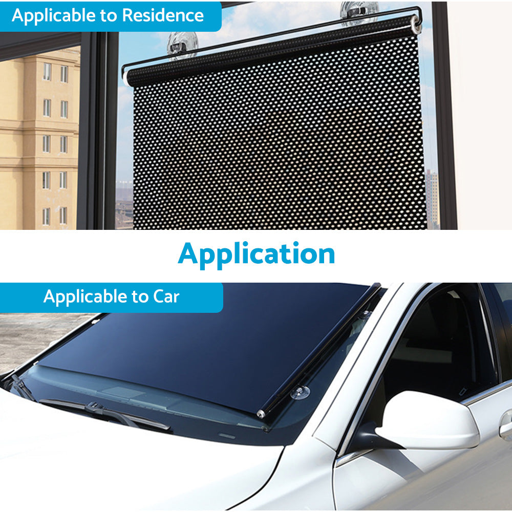 Retractable Front & Rear Windshield Sun Shade Window Visor Folding UV Block Suitable For Car