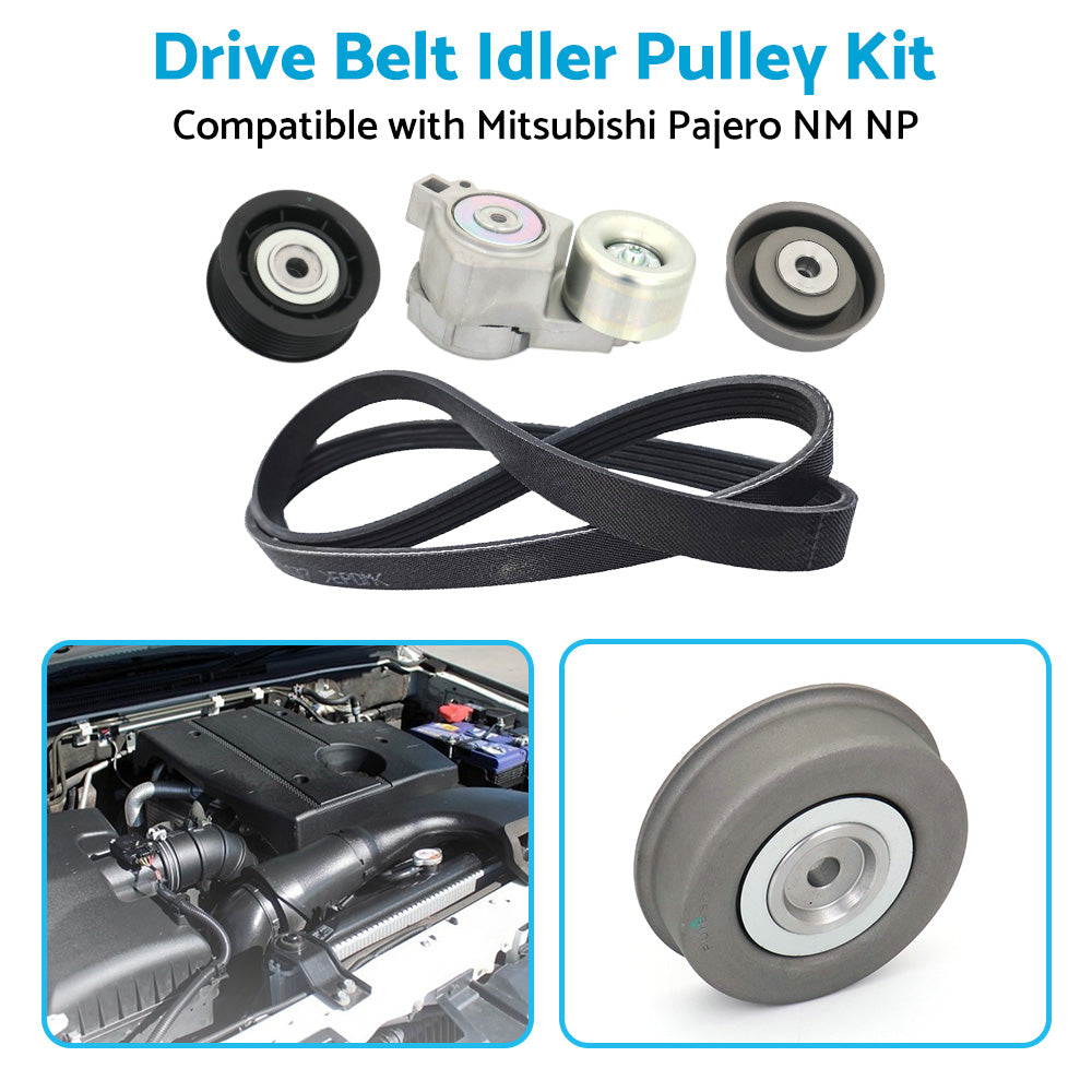 {{ Drive Belt Idler Tensioner Pulley Kit Suitable for Pajero NM NP V6 3. 5L 6G74 }} - Buy Car Parts Online at {{ Kaka Auto Parts }}.
