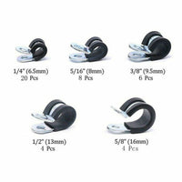 {{ 42pcs Rubber Lined Steel P Clips - Brake Pipe Tube Cable Wire Mounting Bracket }} - Buy Car Parts Online at {{ Kaka Auto Parts }}.