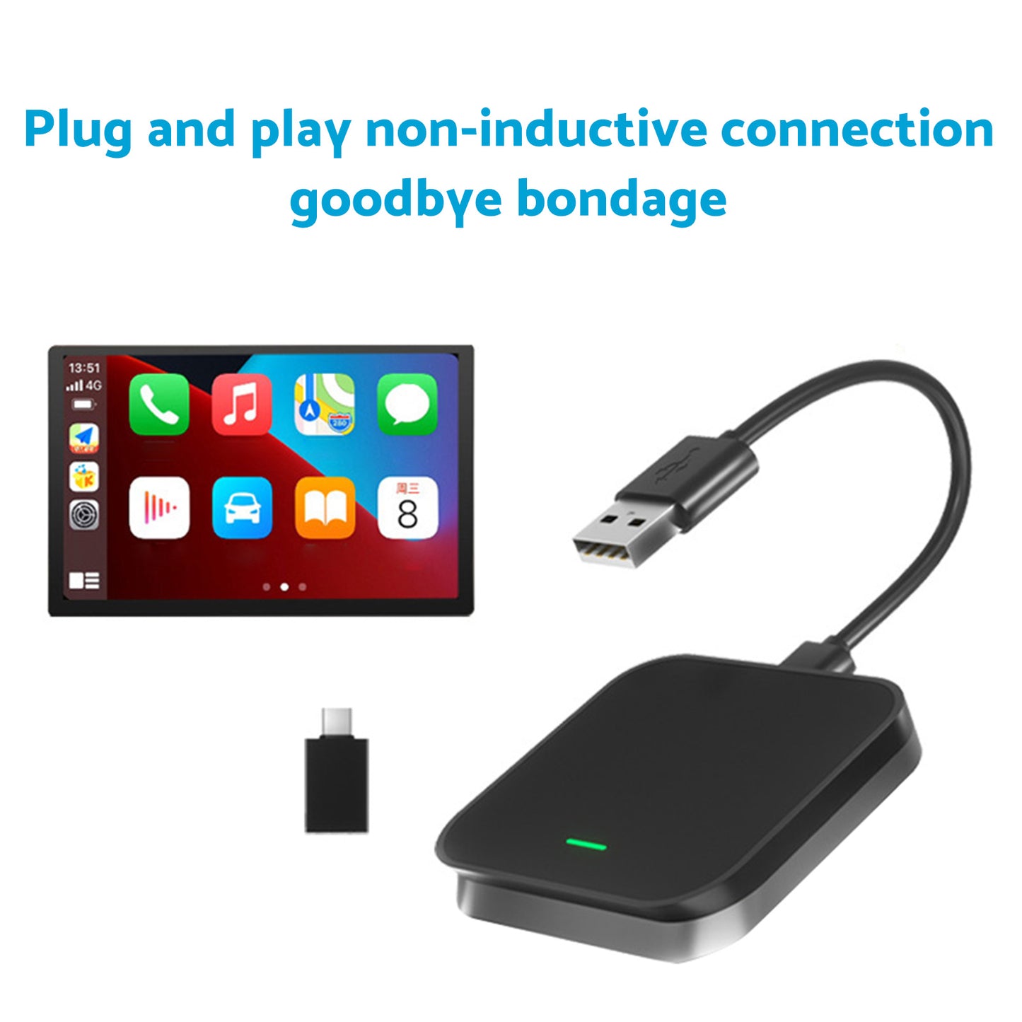 Bluetooth USB Wireless Receiver Black Suitable for Apple CarPlay Adapter
