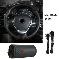 Premium Leather DIY Steering Wheel Cover Suitable For Car – 38cm Auto Protection With Needle