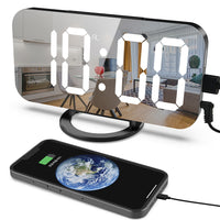 Digital Alarm Clock with Mirror LED Display Suitable For Wall & Bedroom, Snooze Function, Dim Mode