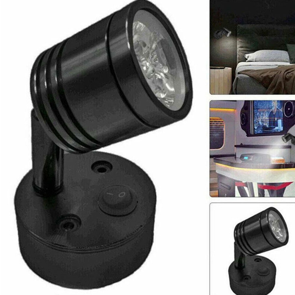 2x 12V LED Interior Spot Reading Light Wall Lamp with Switch Suitable For Caravan Camper