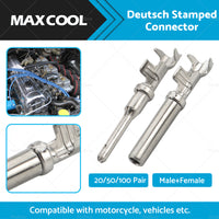 {{ 20 or 50 or 100 Pair Deutsch Solid Terminal No. 16 Stamped Contact Pins Male Female }} - Buy Car Parts Online at {{ Kaka Auto Parts }}.