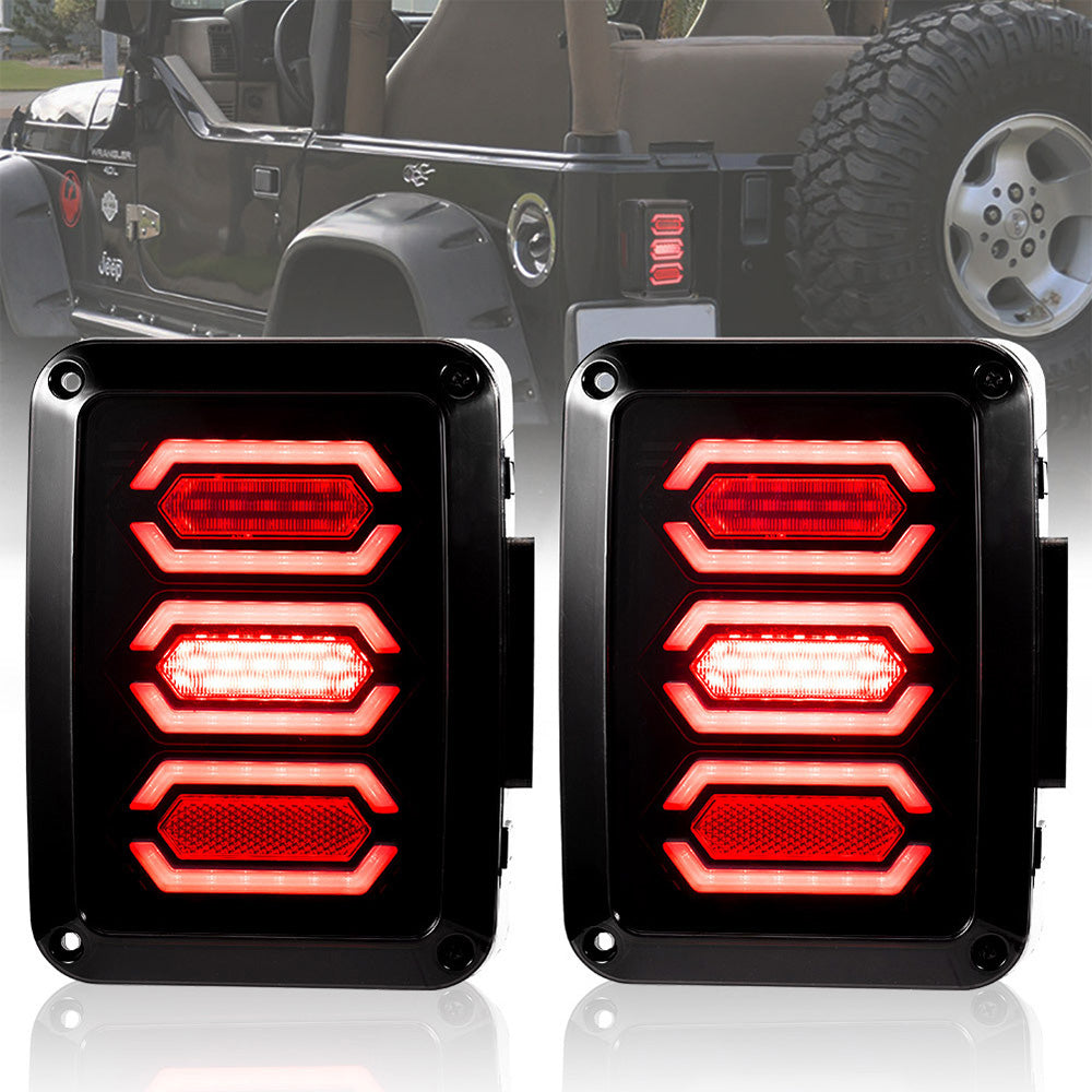 Smoked LED Tail Lights Rear Lamp Suitable For Jeep Wrangler JK 2007-2017