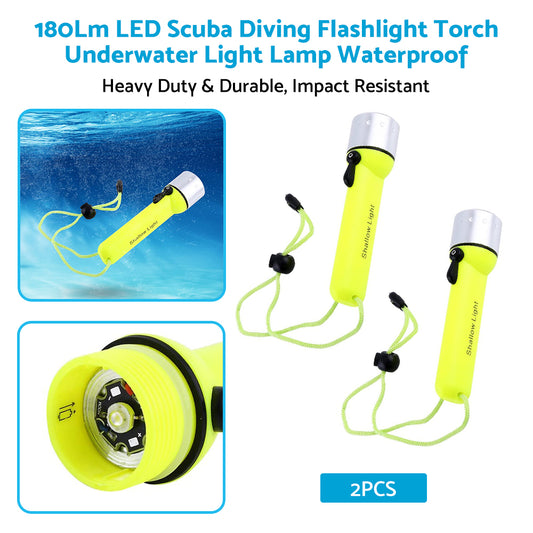 2pack Waterproof Bright LED Scuba Diving Underwater Flashlight Torch Light Lamp