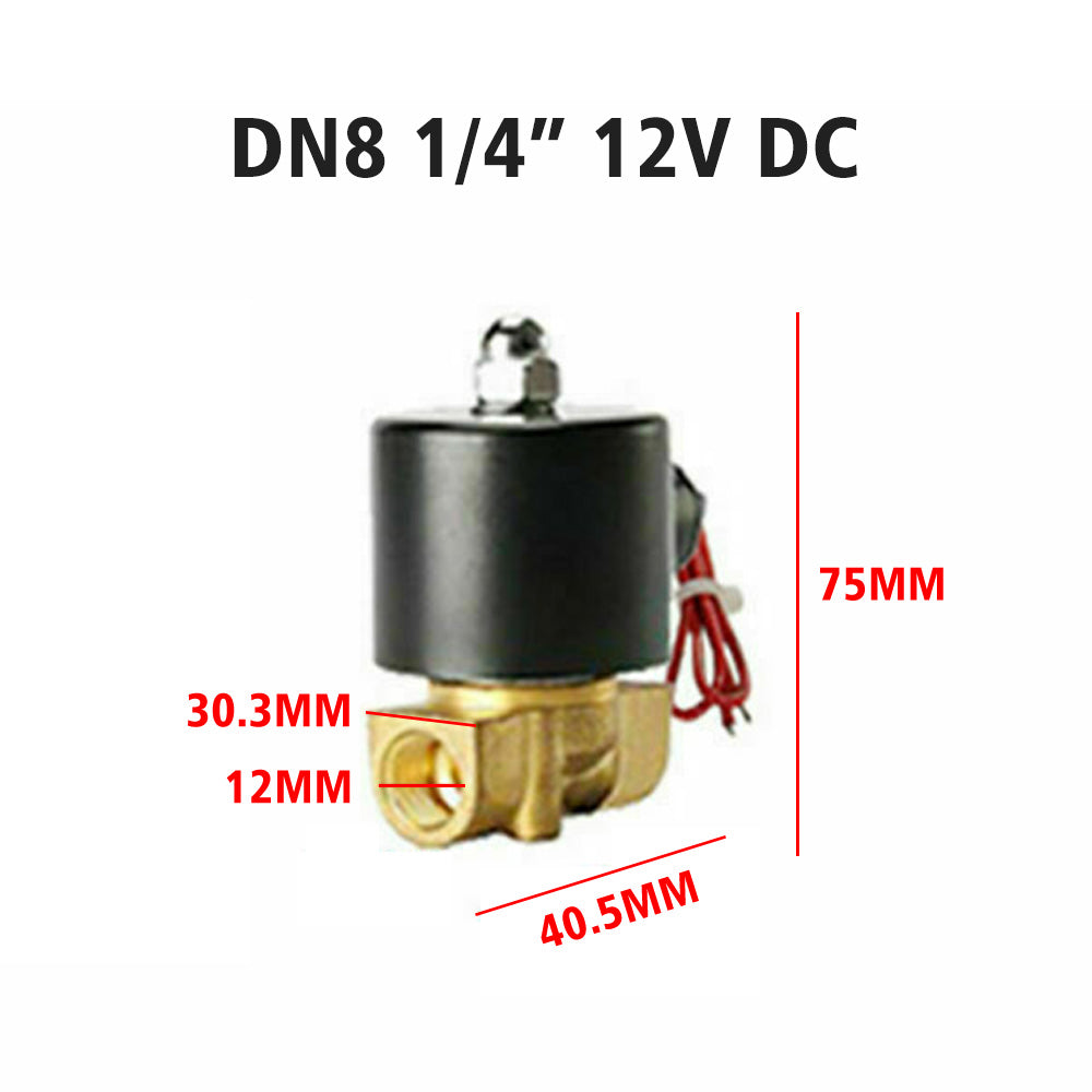 {{ 2 Way Electric Solenoid Valve Water Air Brass N/C Gas Oil Normally Closed DC 12V }} - Buy Car Parts Online at {{ Kaka Auto Parts }}.