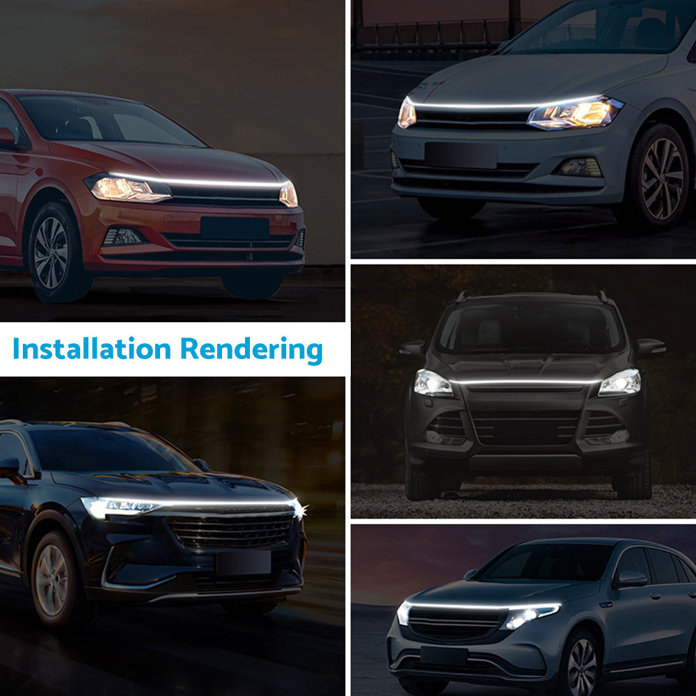 1. 8M  Start Scan Dynamic LED DRL Car Hood Light Strip Daytime Running Light