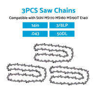 3x Chainsaw Chain 50DL 3/8LP .043 14 Inch Suitable For Stihl MS170 MS180 MS190T E140