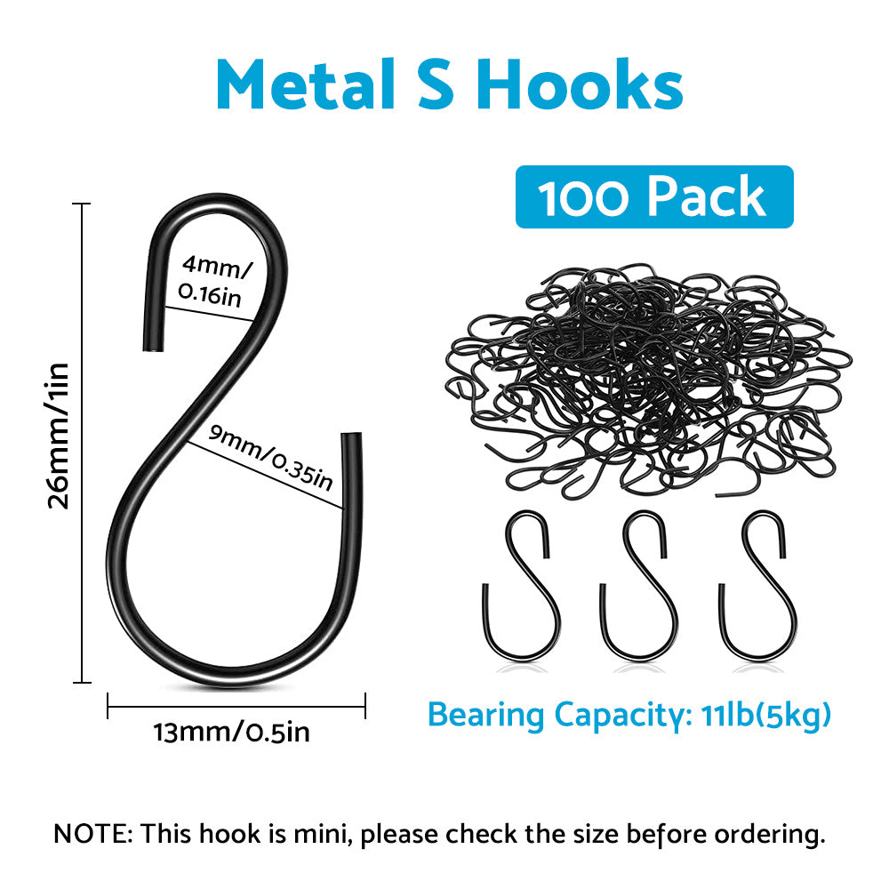 {{ S Shaped Hooks Small Metal for Hanging Plants Mini Ornament Hooks Black Hangers }} - Buy Car Parts Online at {{ Kaka Auto Parts }}.