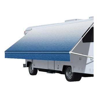 compare product PVC Vinyl Awning Fabric Blue Fade 13-16FT Suitable For RV Caravan Trailer Camper