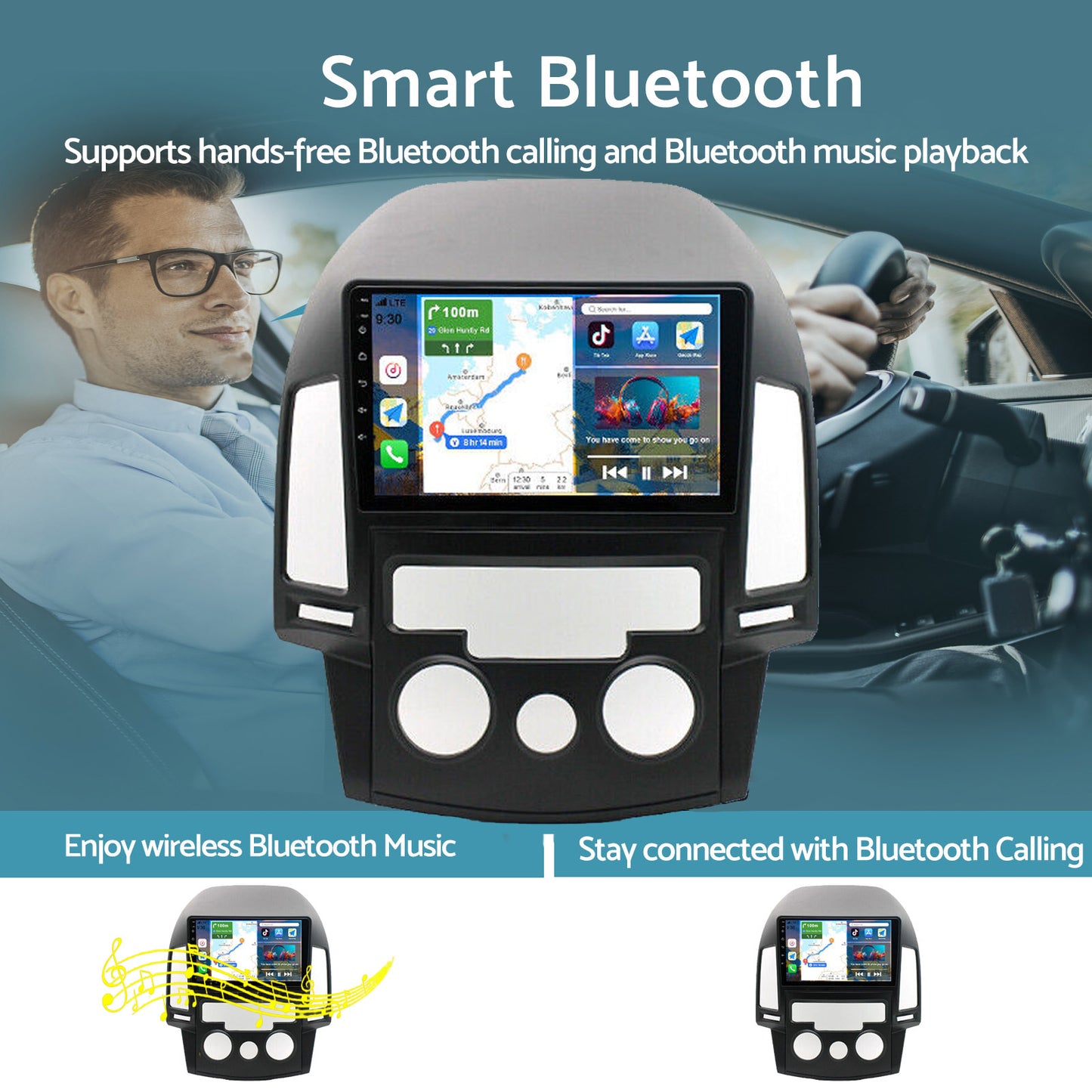 In-Dash Units Android 13 Stereo GPS CarPlay Suitable For Hyundai i30 2006-2011