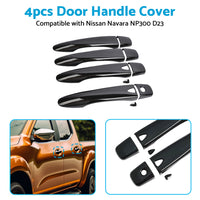 4x Black Door Handle Covers Suitable For Nissan Navara NP300 D23 2015-Onwards