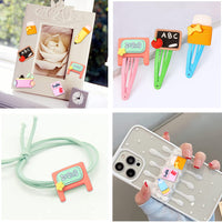 50x 3D Resin Cabochons Suitable For DIY Craft – School-Themed Colorful Pencil, Ruler & Book Shapes