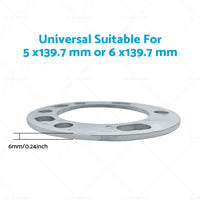 {{ 4PCS 6mm Wheel Spacers 6X139. 7 PCD 6 Studs Suitable For Hilux Land Cruiser }} - Buy Car Parts Online at {{ Kaka Auto Parts }}.