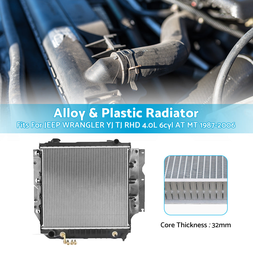 {{ 32MM HEAVY DUTY RADIATOR FIT JEEP WRANGLER YJ TJ RHD 4. 0L 6cyl AT MT 1987-2006? }} - Buy Car Parts Online at {{ Kaka Auto Parts }}.