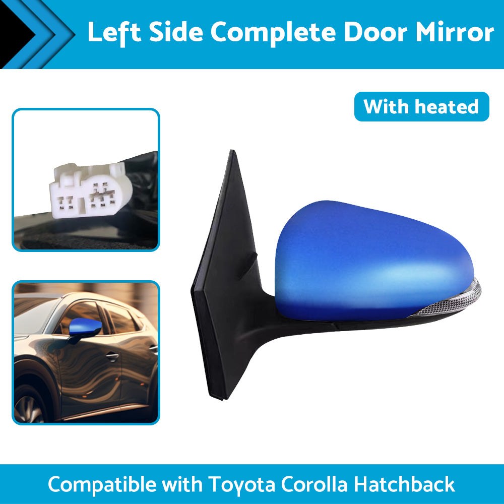 {{ Door Mirror Suitable for Toyota Corolla ZRE182 2012-2018 Hatch Left Blue Heated }} - Buy Car Parts Online at {{ Kaka Auto Parts }}.