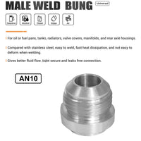 AN10 Male Aluminium Weld On JIC Bungs x 2 Fitting -10AN JXSS032-10-A