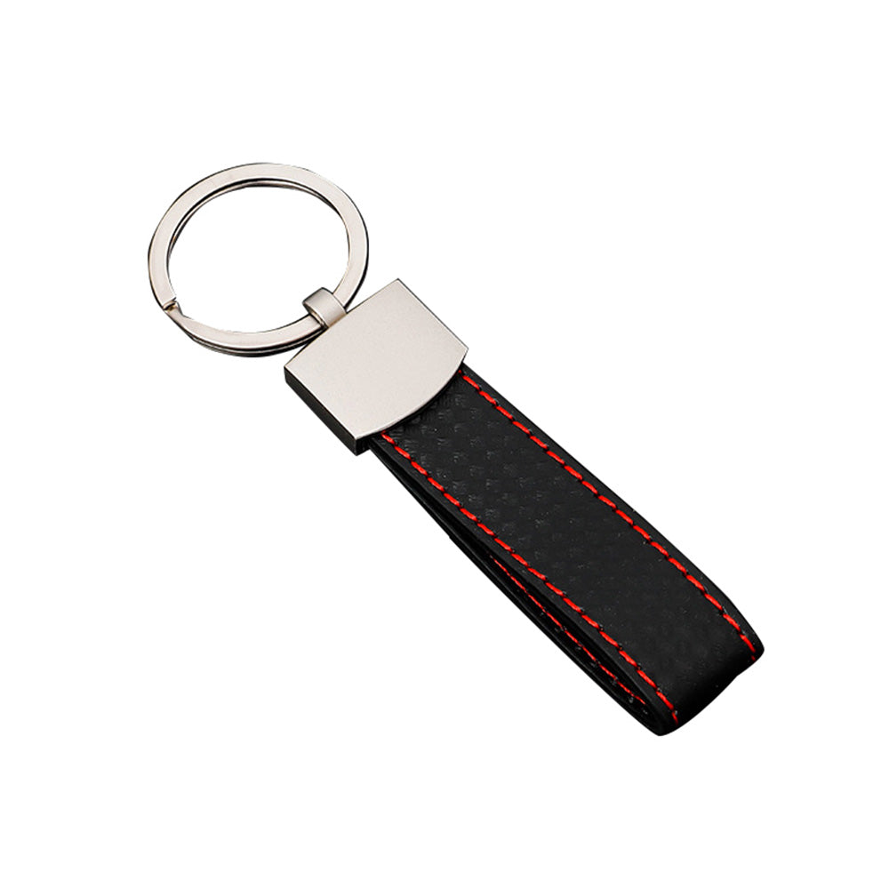 1x Black Key Ring Keychain With Metal & PU Leather Suitable For Universal Use