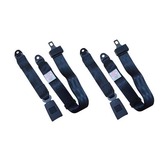 2x 2-Point Retractable Adjustable Lap Sash Seat Belt Strap Suitable For Car & Truck