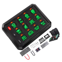 12 Gang RGB Switch Panel Kit With Labels Suitable For Universal Offroad Vehicles