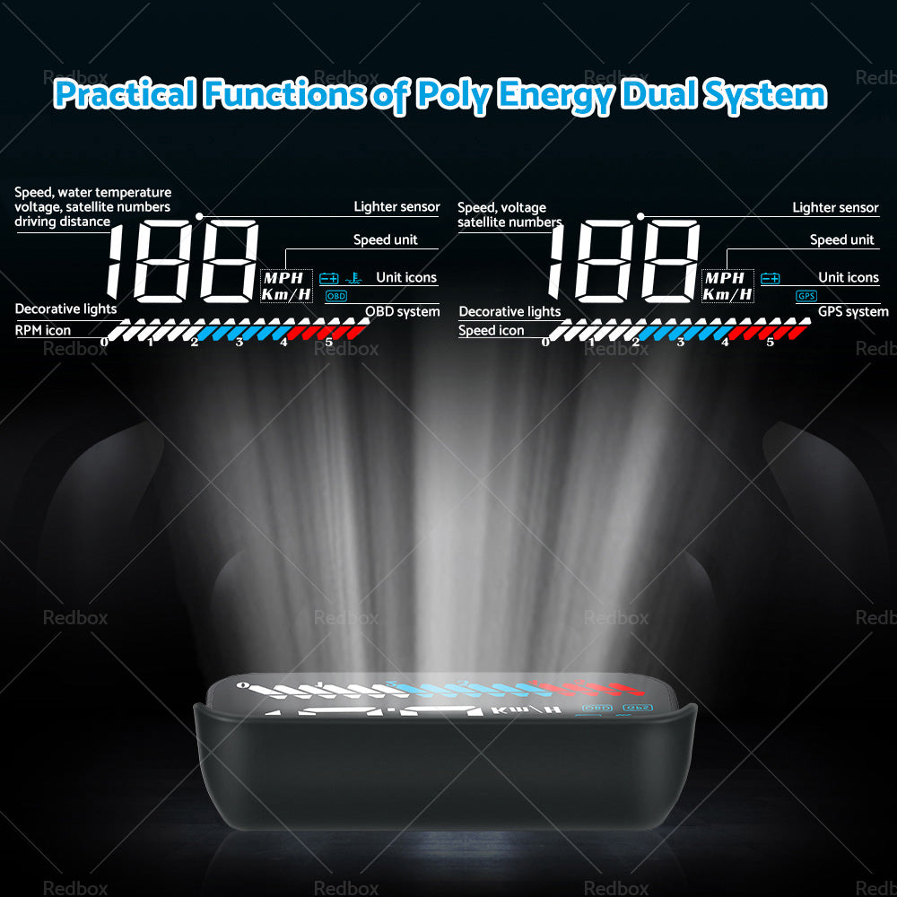 {{ Head Up Display Car Universal OBD GPS Dual System 3. 5inch HUD Speed Alarm Voltage }} - Buy Car Parts Online at {{ Kaka Auto Parts }}.