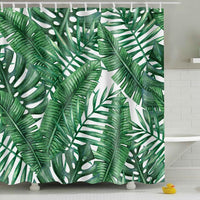 {{ Bathroom Fabric Shower Curtain 12 Hook Set Water Resistant Tropical Plants Panel }} - Buy Car Parts Online at {{ Kaka Auto Parts }}.