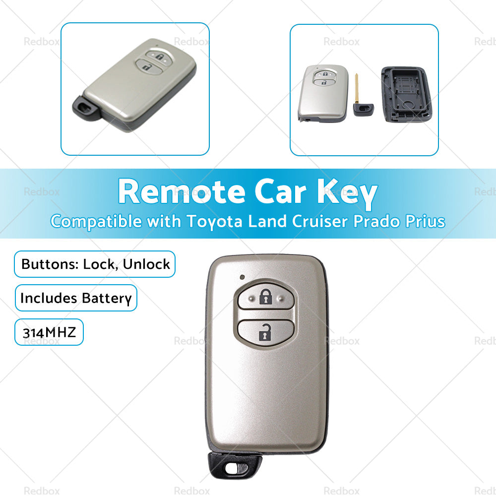 {{ Complete Remote Car Key Suitable For Toyota Land Cruiser Prado 2 Buttons 314MHZ }} - Buy Car Parts Online at {{ Kaka Auto Parts }}.