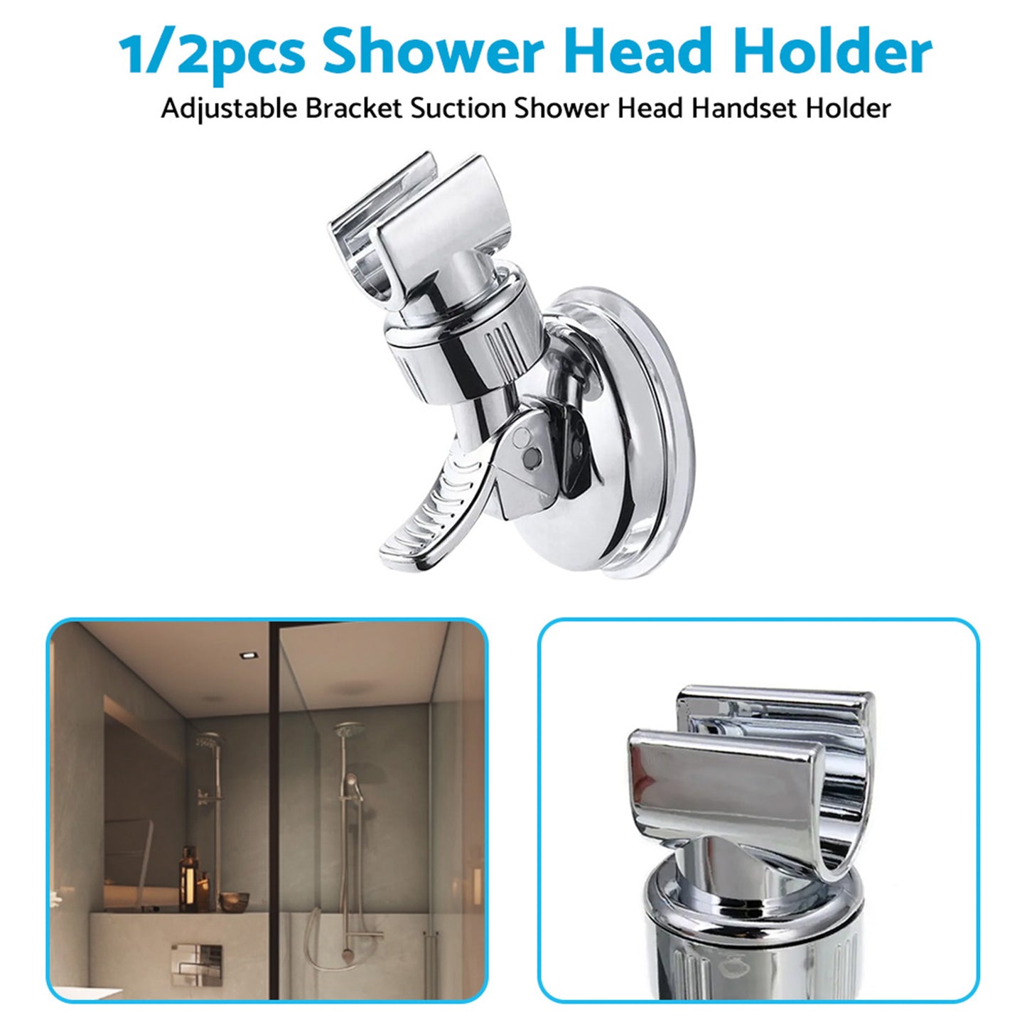 1/2x Adjustable Suction Bracket Suitable For Shower Head Handset Wall Mount