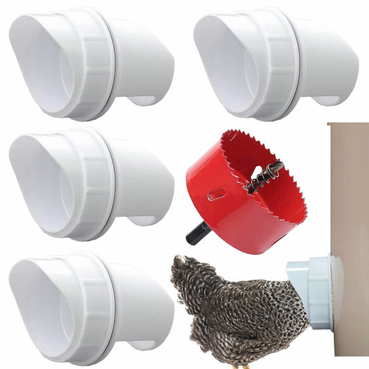 Poultry Gravity-Fed Chicken Feeder PVC DIY Port Suitable For Chickens