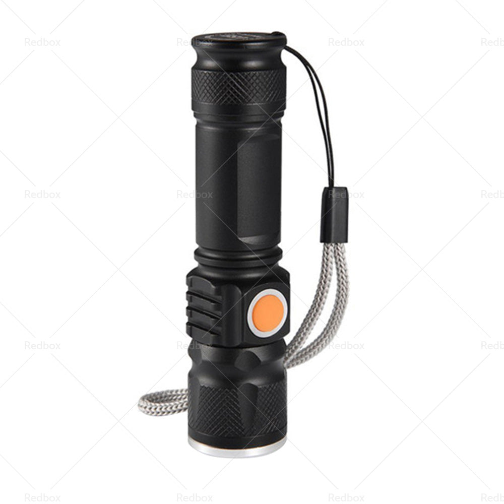{{ 1pcs Black USB Rechargeable LED Flashlight Waterproof Torch Outdoor }} - Buy Car Parts Online at {{ Kaka Auto Parts }}.