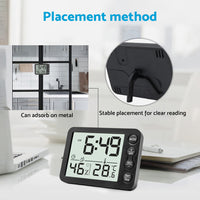 Small Mini Digital Clock with Temperature Display Suitable For Travel, LCD LED, Alarm, Battery Operated – Black & White