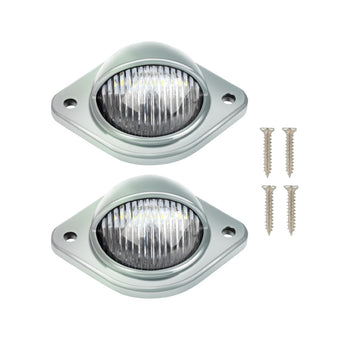 compare product 2x 12V LED Number Plate Lights Chrome Suitable For Car, Trailer, Truck, Caravan, Van & Boat