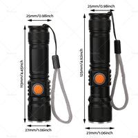 {{ 1pcs Black USB Rechargeable LED Flashlight Waterproof Torch Outdoor }} - Buy Car Parts Online at {{ Kaka Auto Parts }}.
