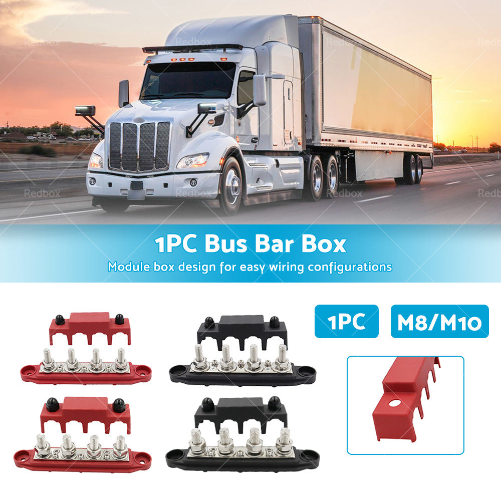 {{ 1x M8 or M10 DC 48V Studs Bus Bar Power Distribution Box Terminal Block Red or Black }} - Buy Car Parts Online at {{ Kaka Auto Parts }}.