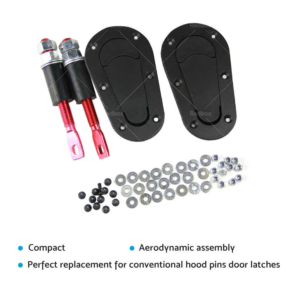 {{ 2Pcs Universal Racing Mount Bonnet Hood Plus Flush Latch Pin Locking Kit }} - Buy Car Parts Online at {{ Kaka Auto Parts }}.