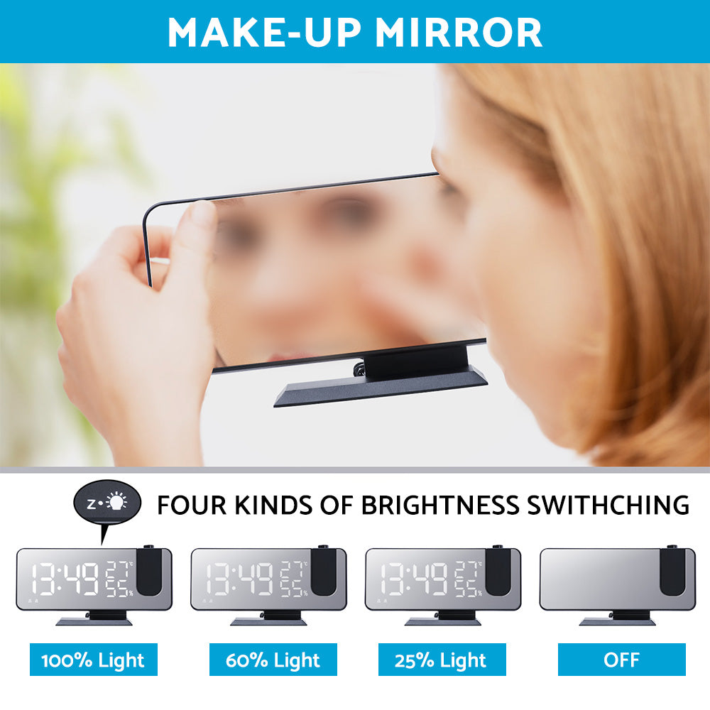 Projection on Ceiling Digital Dual Alarm Clock Bedroom Radio LED Big Screen