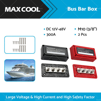 compare product M10 300A DC 12V-48V Stud Bus Bar Power Distribution Box Terminal Block Suitable For Heavy Duty Applications