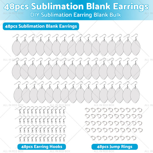 {{ 48PCS Sublimation Blank MDF Rugby Earring Double-Sided w  Hook and Jump Ring DIY }} - Buy Car Parts Online at {{ Kaka Auto Parts }}.