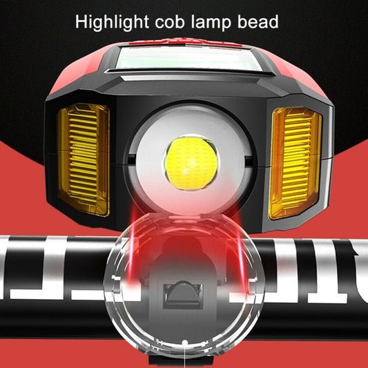 LED Bicycle Headlight with Horn and Speedometer USB-Rechargeable Front Bike Light Suitable For Bicycles