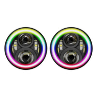 RGB Halo 7-Inch LED Projector Headlights Hi/Lo Beam DRL Suitable For Jeep GQ