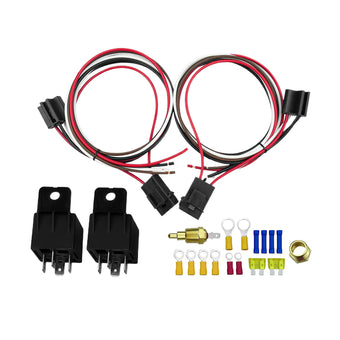 compare product Dual Electric Fan Relay Sensor Kit with 12V Thermostat Switch 175 Degree-185 Degree 40Amp