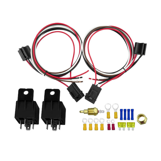 {{ Dual Electric Fan Relay Sensor Kit with 12V Thermostat Switch 175掳-185掳 40Amp }} - Buy Car Parts Online at {{ Kaka Auto Parts }}.